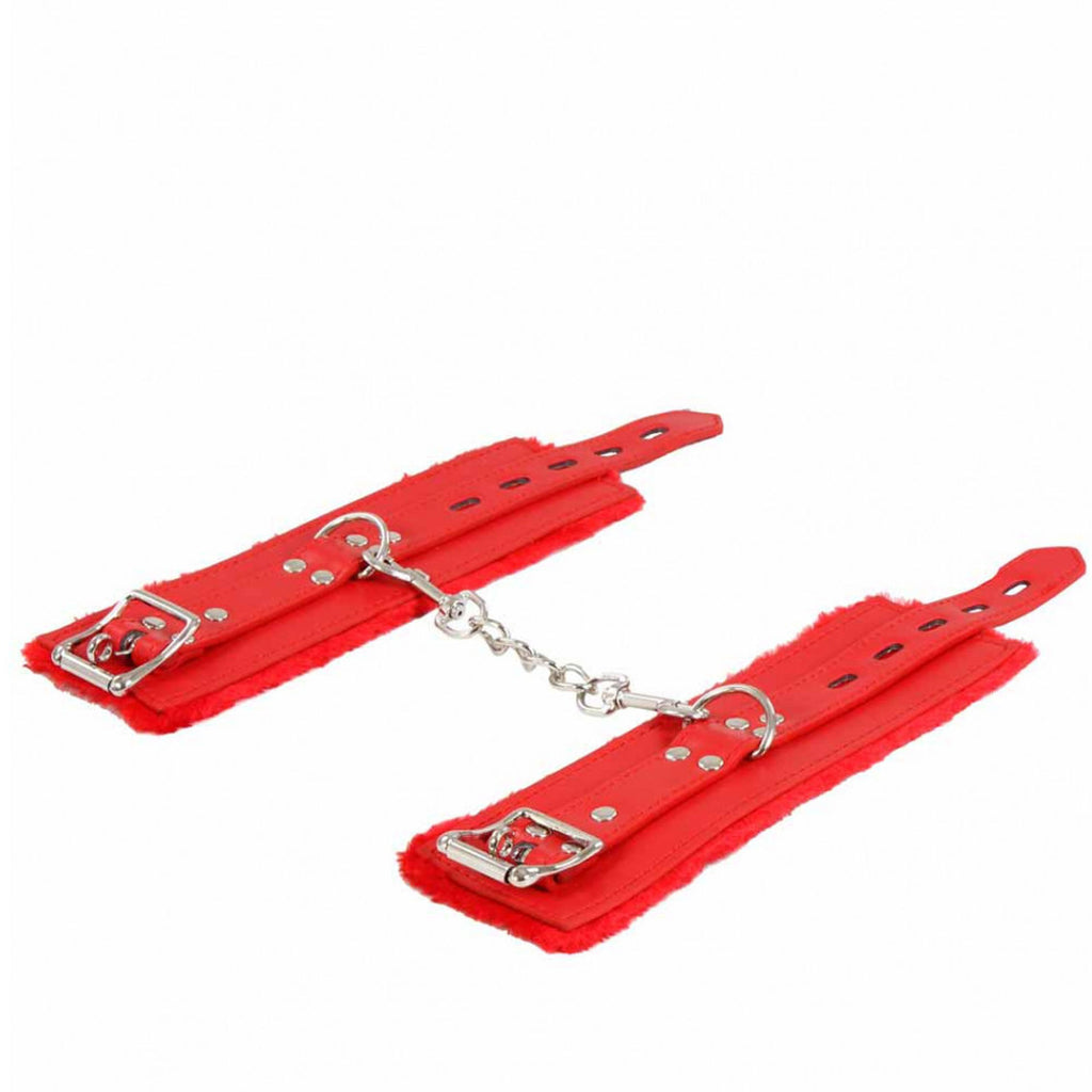 Menottes poignets similicuir avec cadenas : rouge