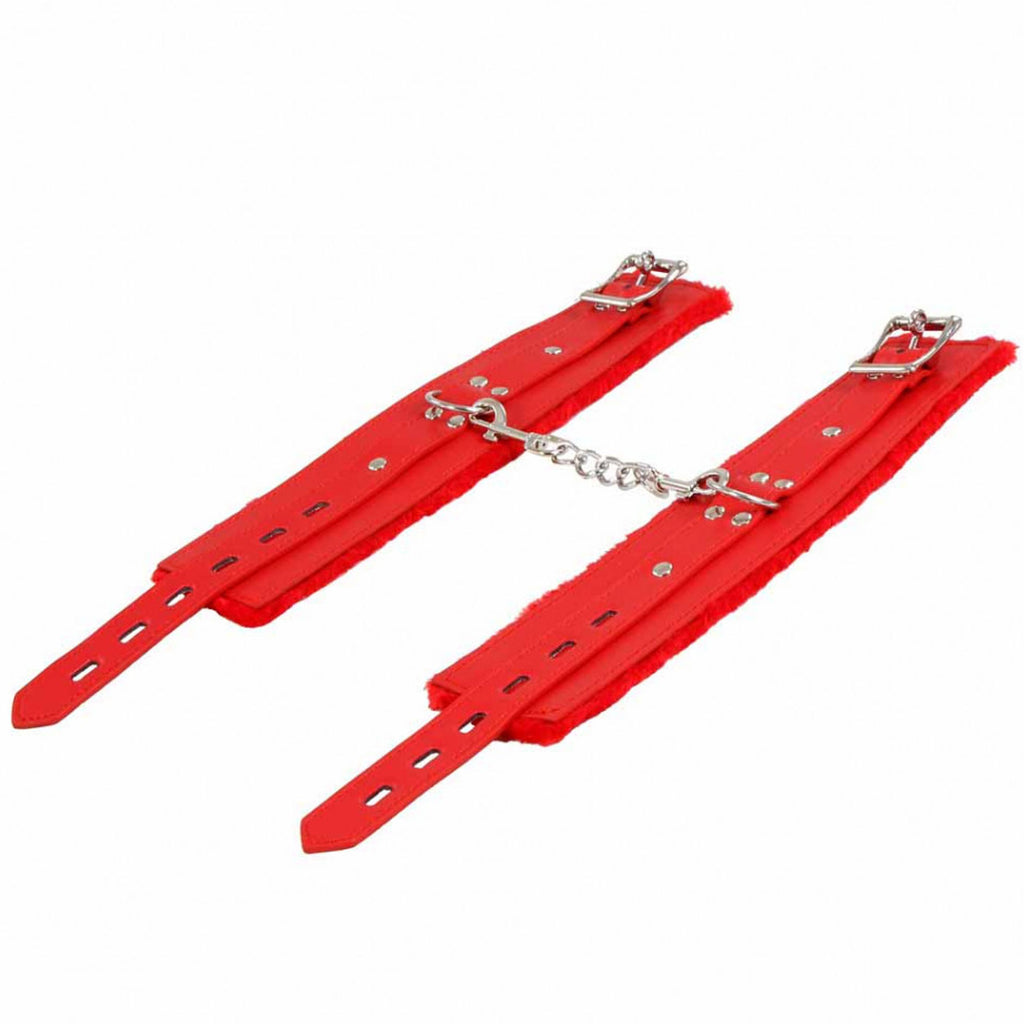 Menottes chevilles similicuir avec cadenas : rouge