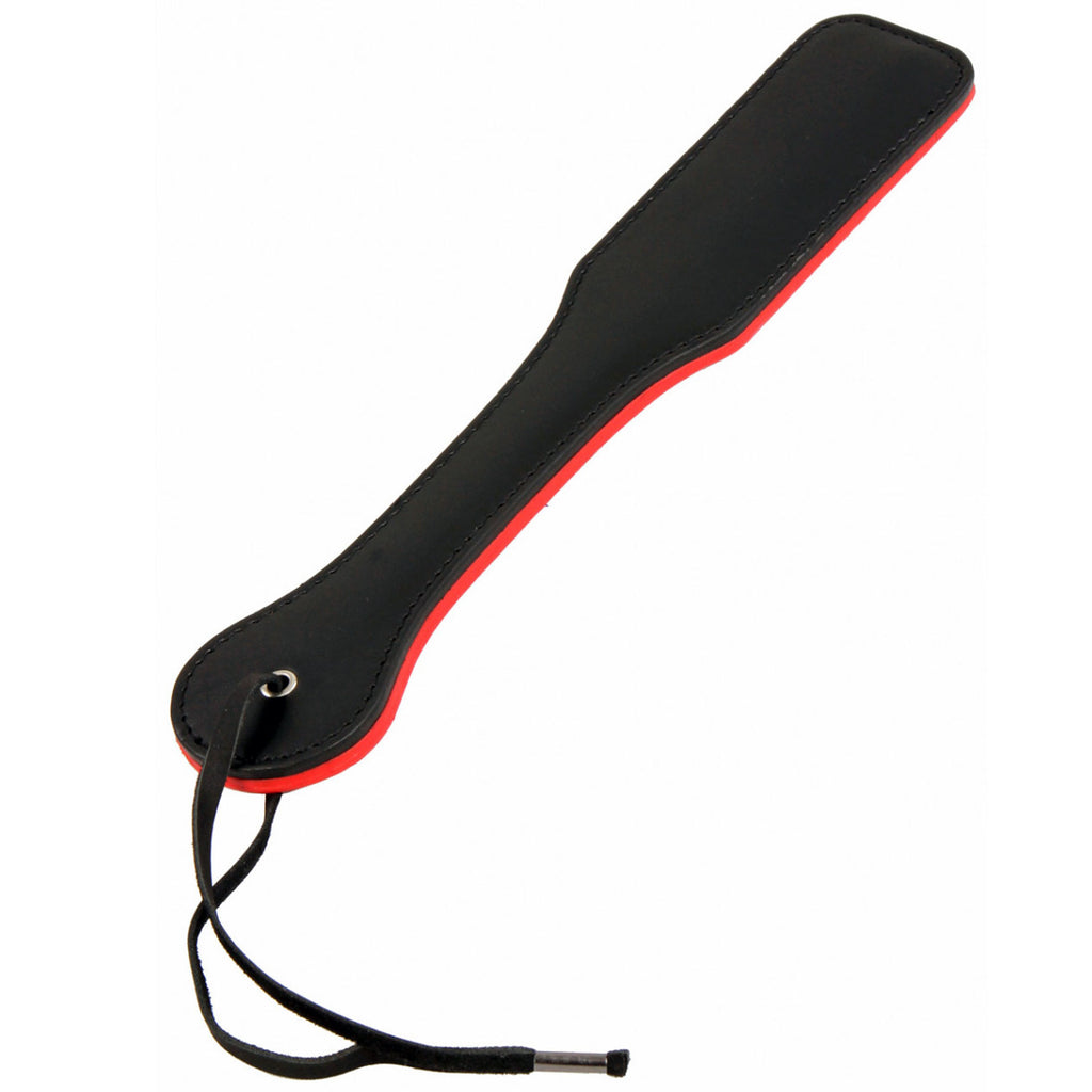 Paddle bicolore en cuir 32cm jeux bdsm sm : noir / rouge