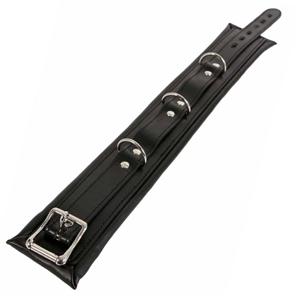 Collier cadenassable molletonné + laisse : noir