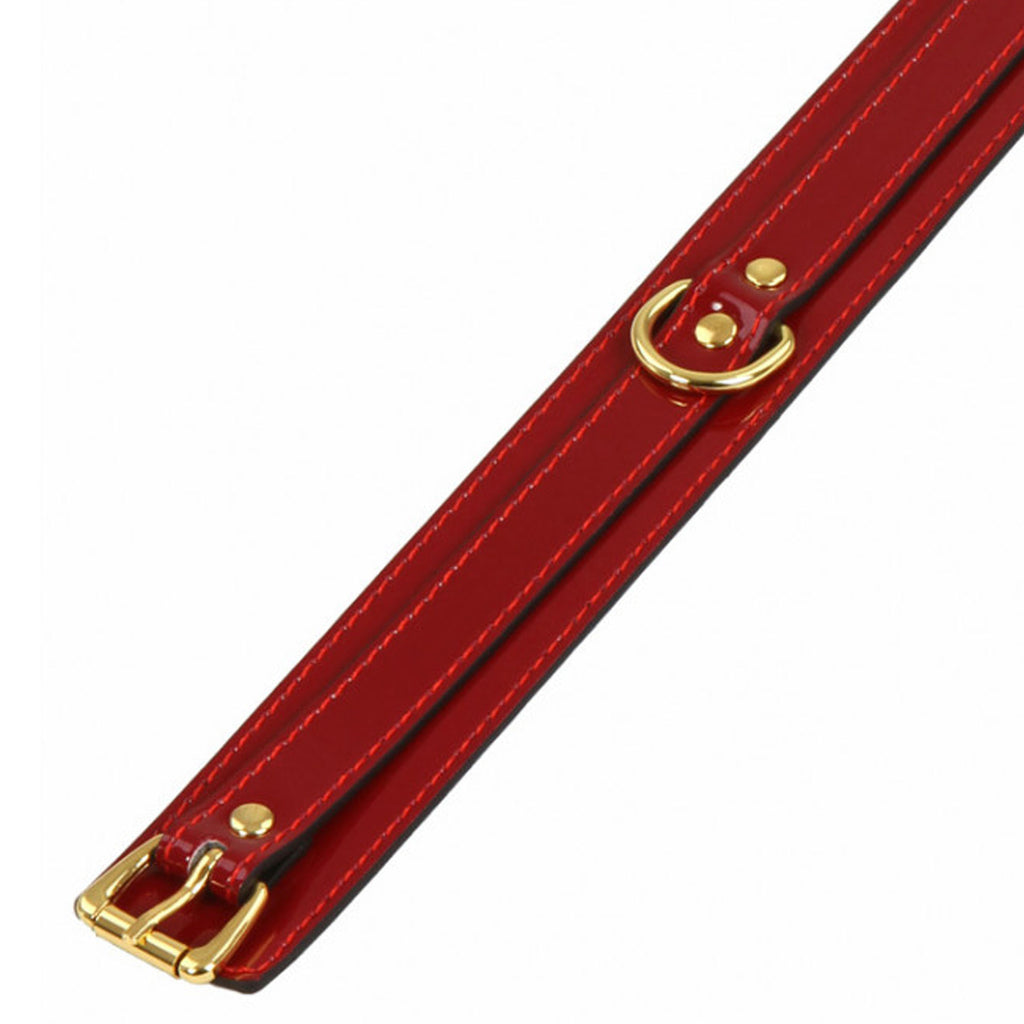 Collier vinyle vernie attache dorée : bordeaux